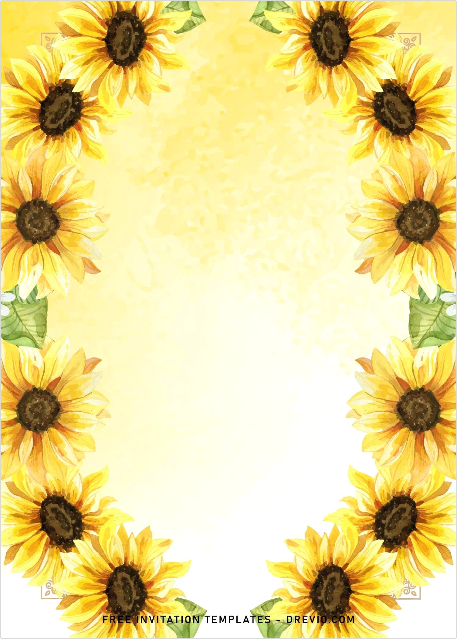 Sunflower Wedding Invitation Background Templates For Word