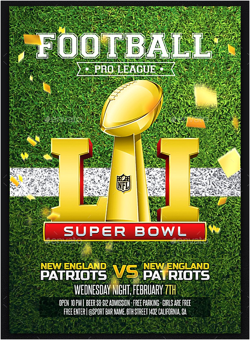 Super Bowl Party 2017 Flyer Template Word Doc