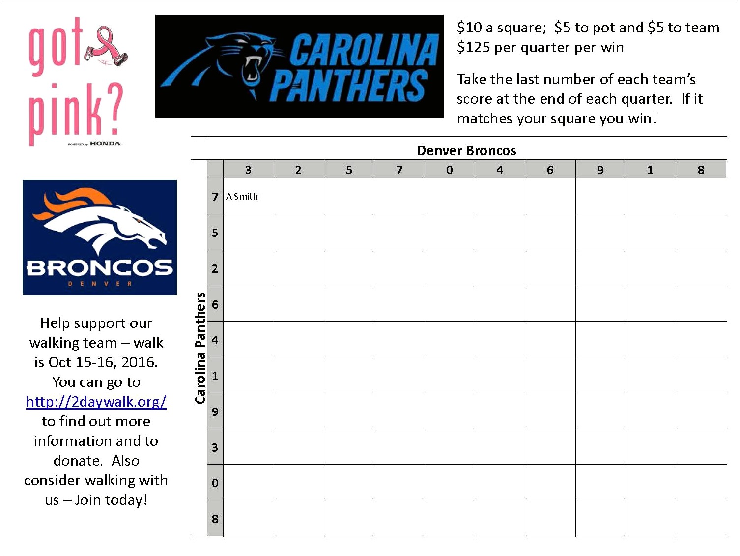 Super Bowl Squares Word Template Free