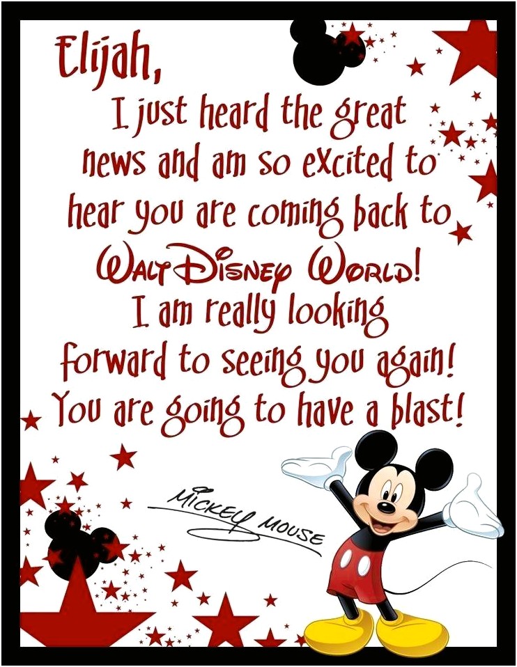 Surprise Letter From Mickey Mouse Template