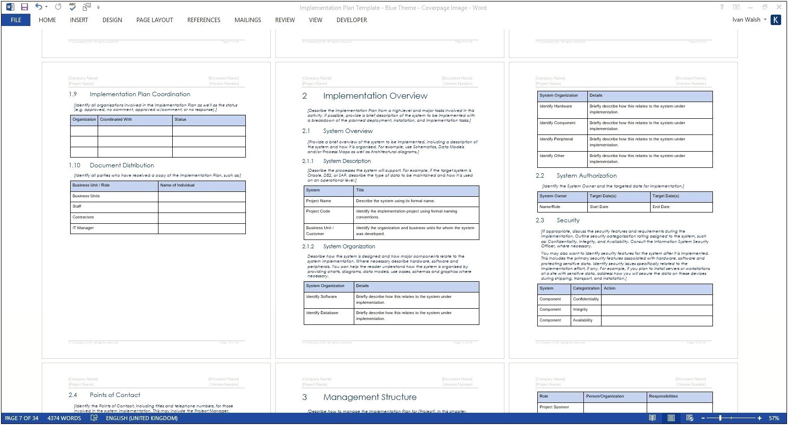 System Design And Implementation Plan Template