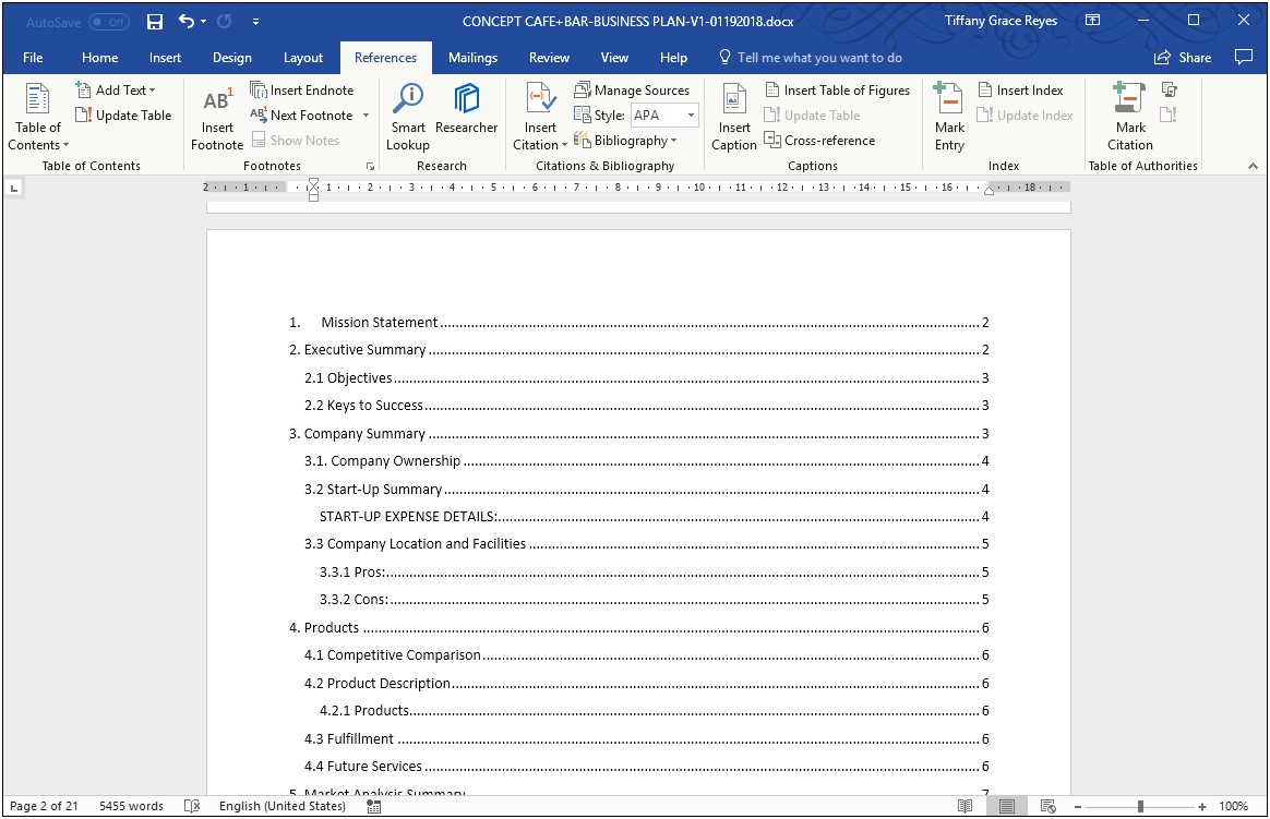 Table Of Content Microsoft Word Template
