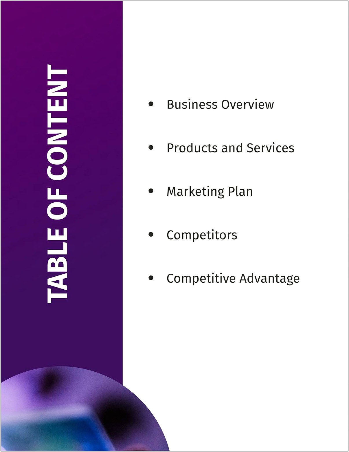 Table Of Contents Template Word Free