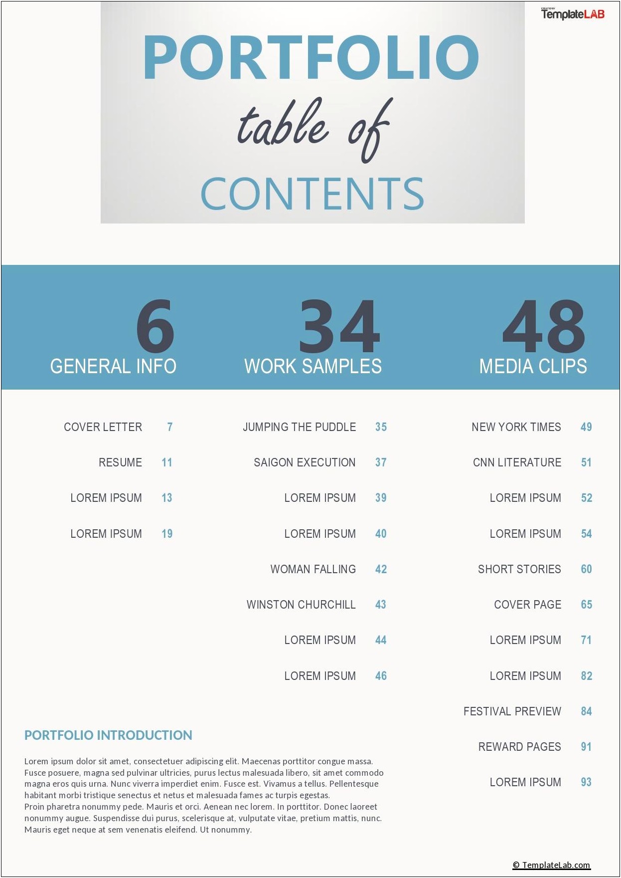 Table Of Contents Templates Word 2013