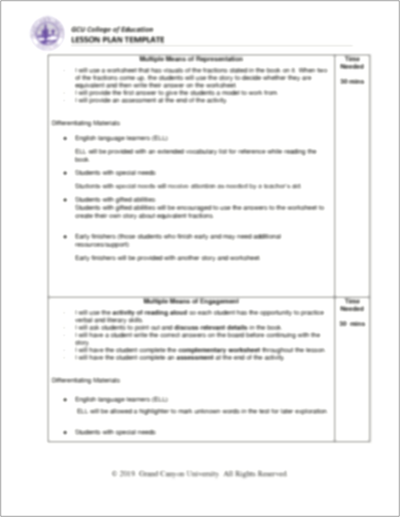 Tap Lesson Plan Template Marian University