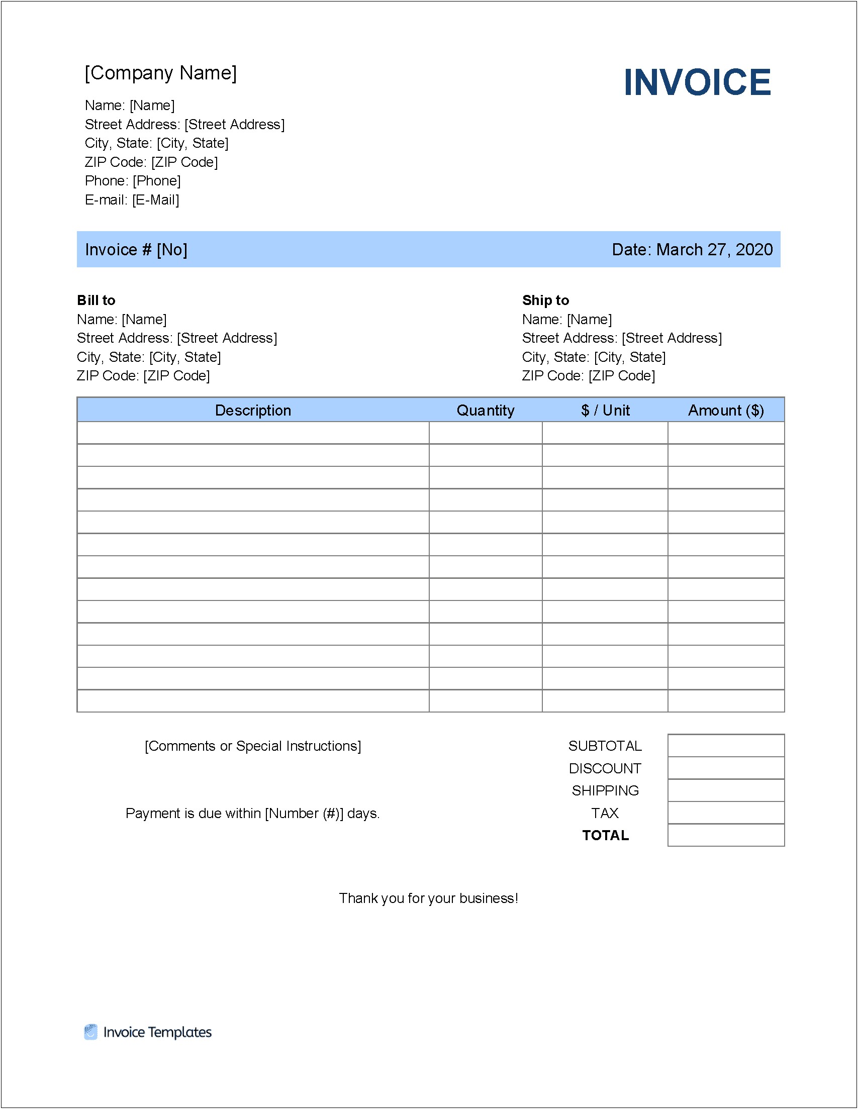 Tax Invoice Template Word Doc South Africa