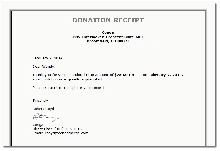 Tax Write Off Donation Letter Template