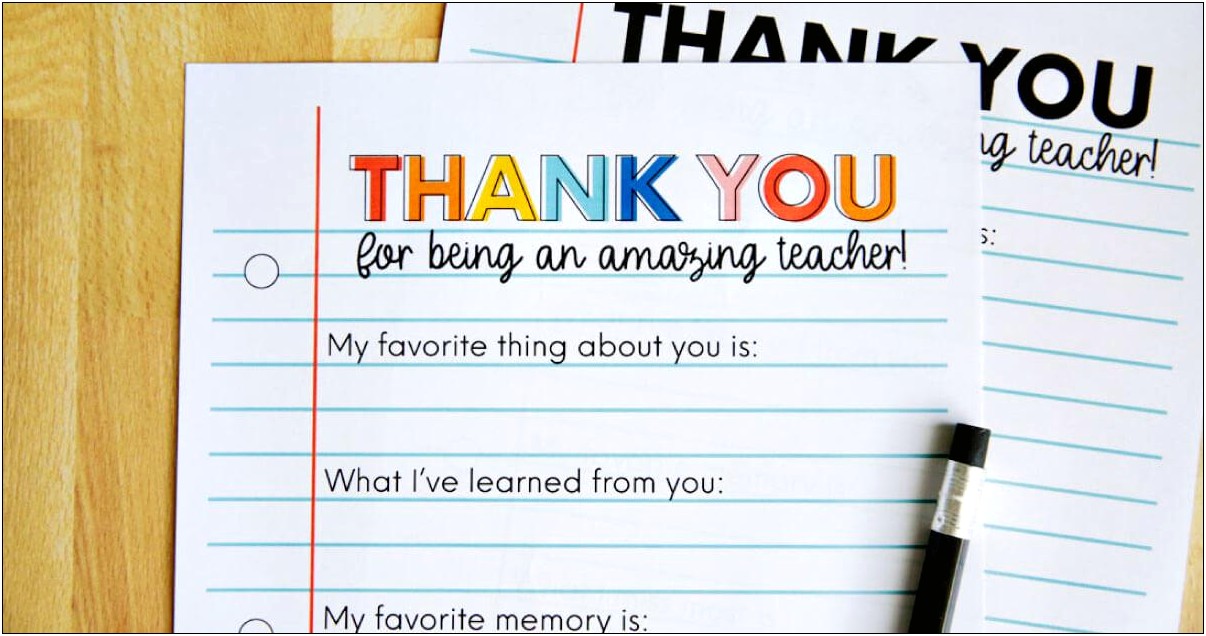 Teacher Appreciation Thank You Letter Template