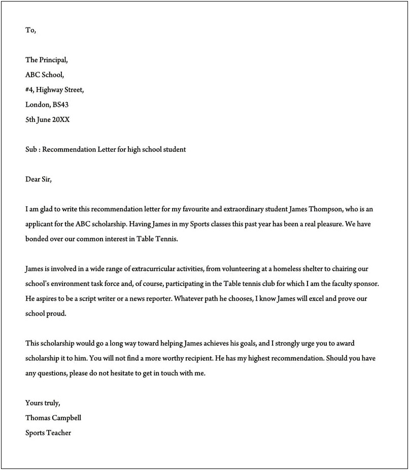 Teacher Award Letter Of Recommendation Template