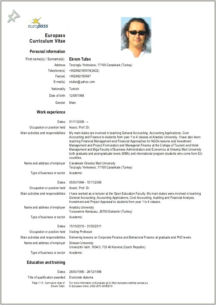 Teacher Curriculum Vitae Microsoft Word Template 2010