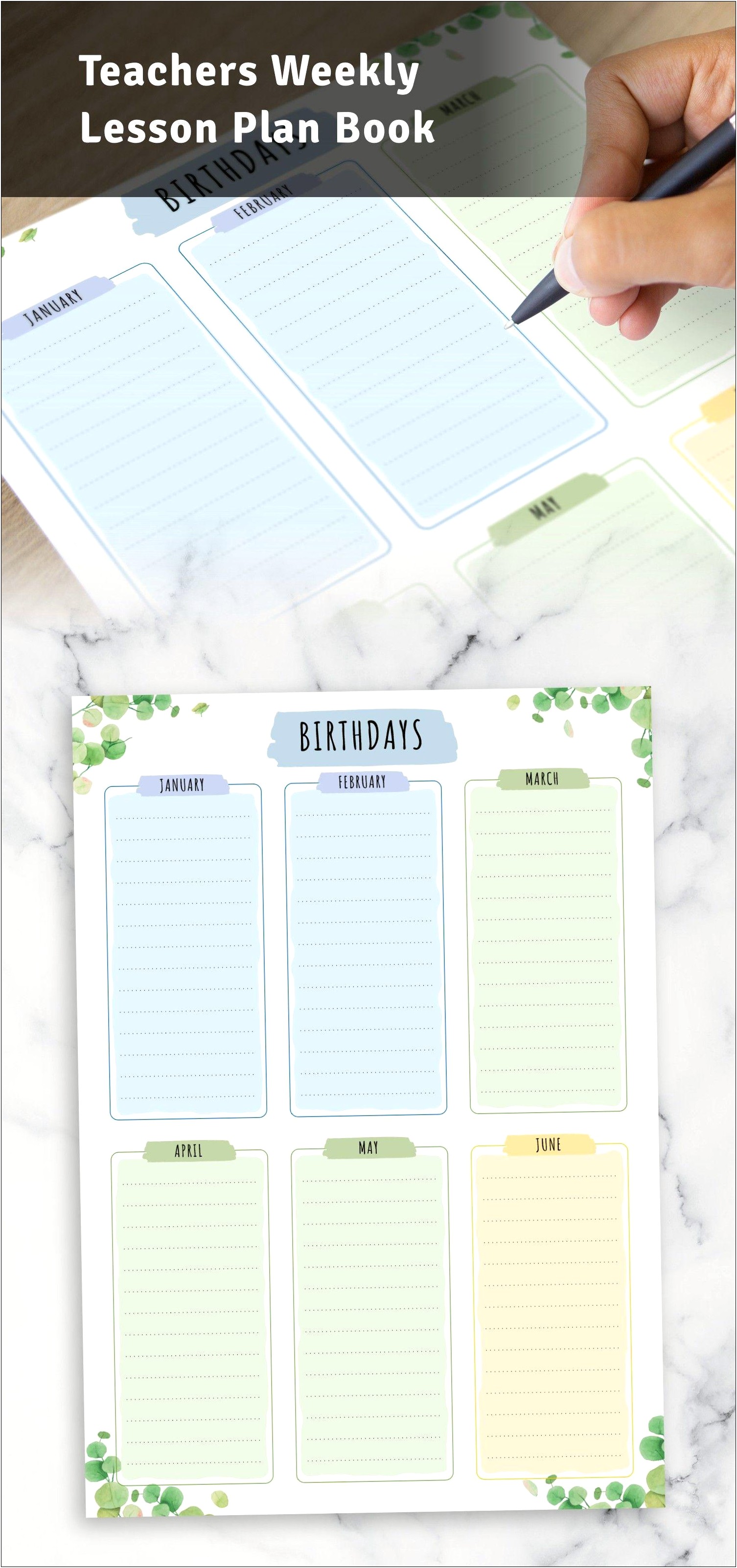 Teacher Plan Book Unit Page Template