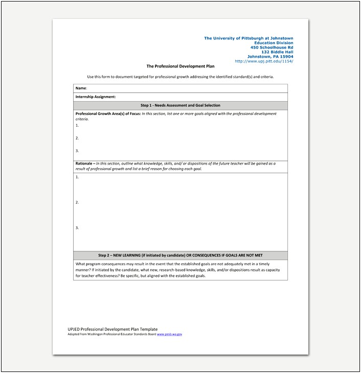 Teacher Professional Development Goal And Plan Template