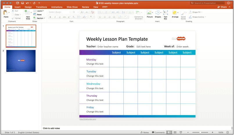 Teacher Weekly Lesson Plan Template Free