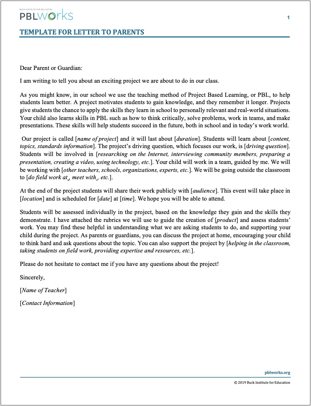 Teacher Welcome Letter Template To Students