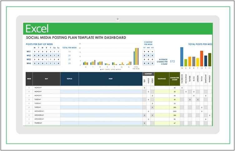 Team Social Media Planning Excel Template