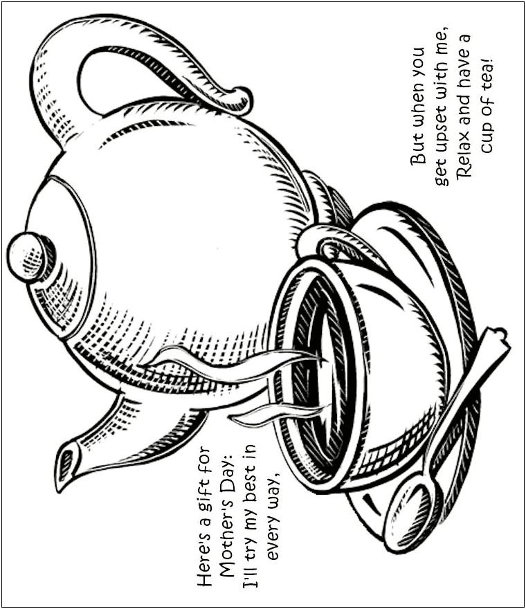 Teapot Card Template Mother's Day