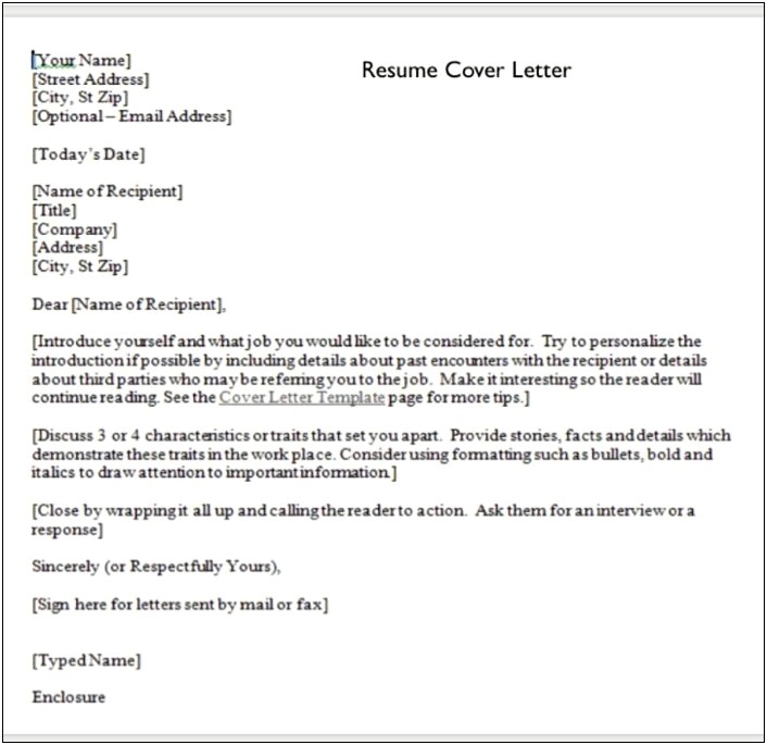 Technical Writing Template For Cover Letter Outline