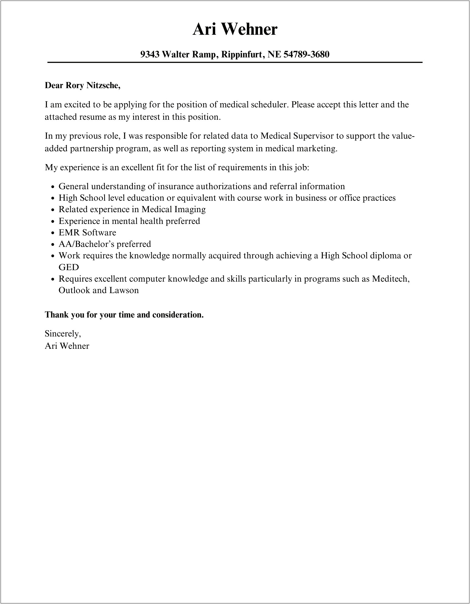 Template Cover Letter For Surgery Scheuler