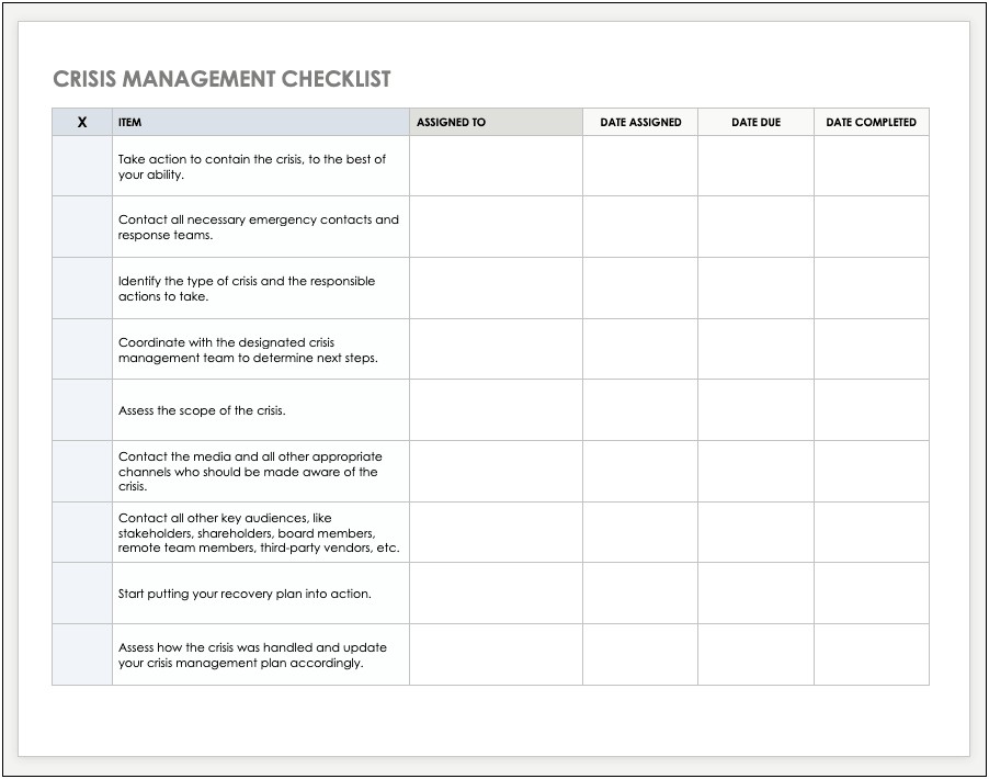 Template Crisis Management Plan For Dairy Plants