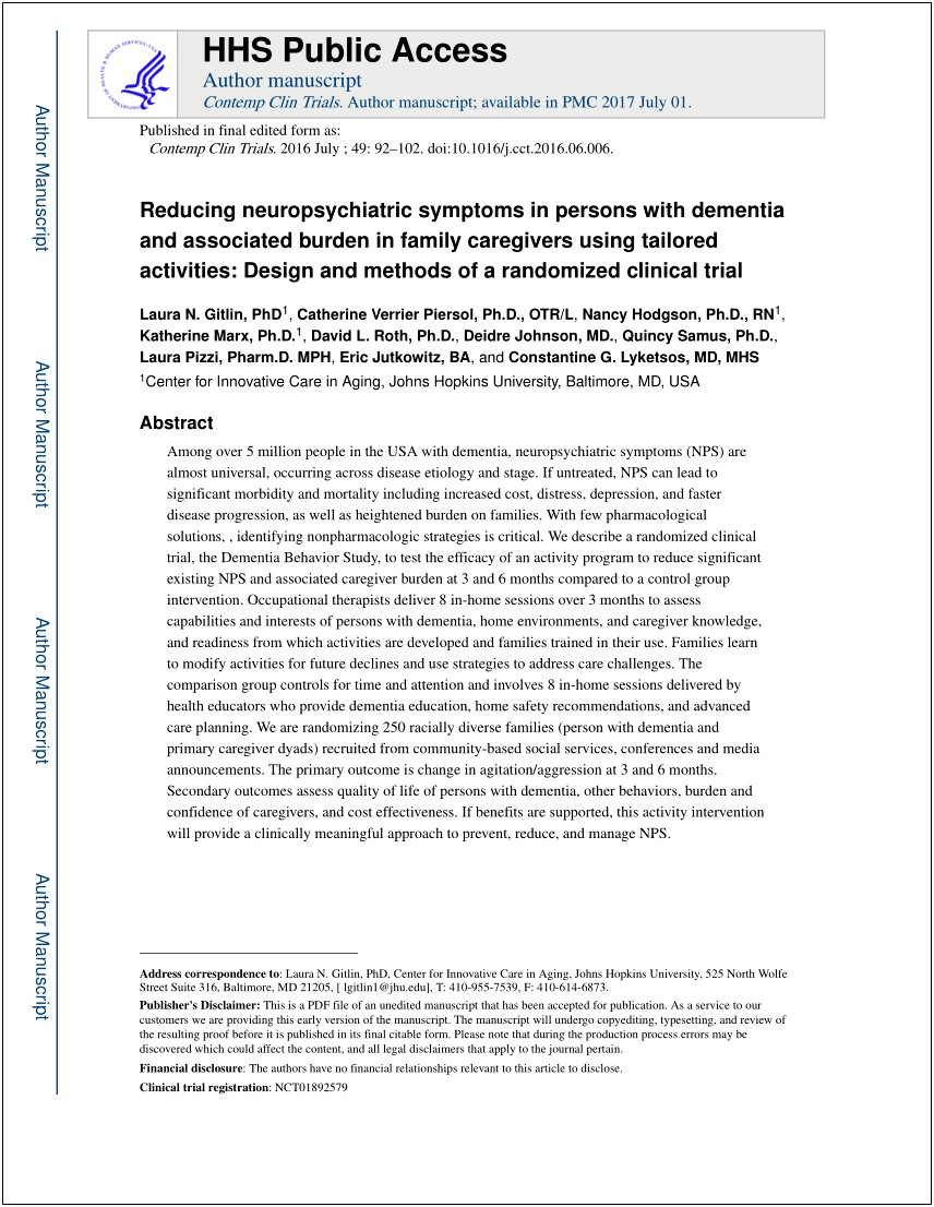 Template Daily Care Plan Dementia Hopkins