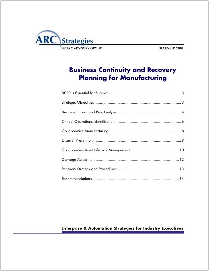 Template Disaster Recovery Plan For Small Business