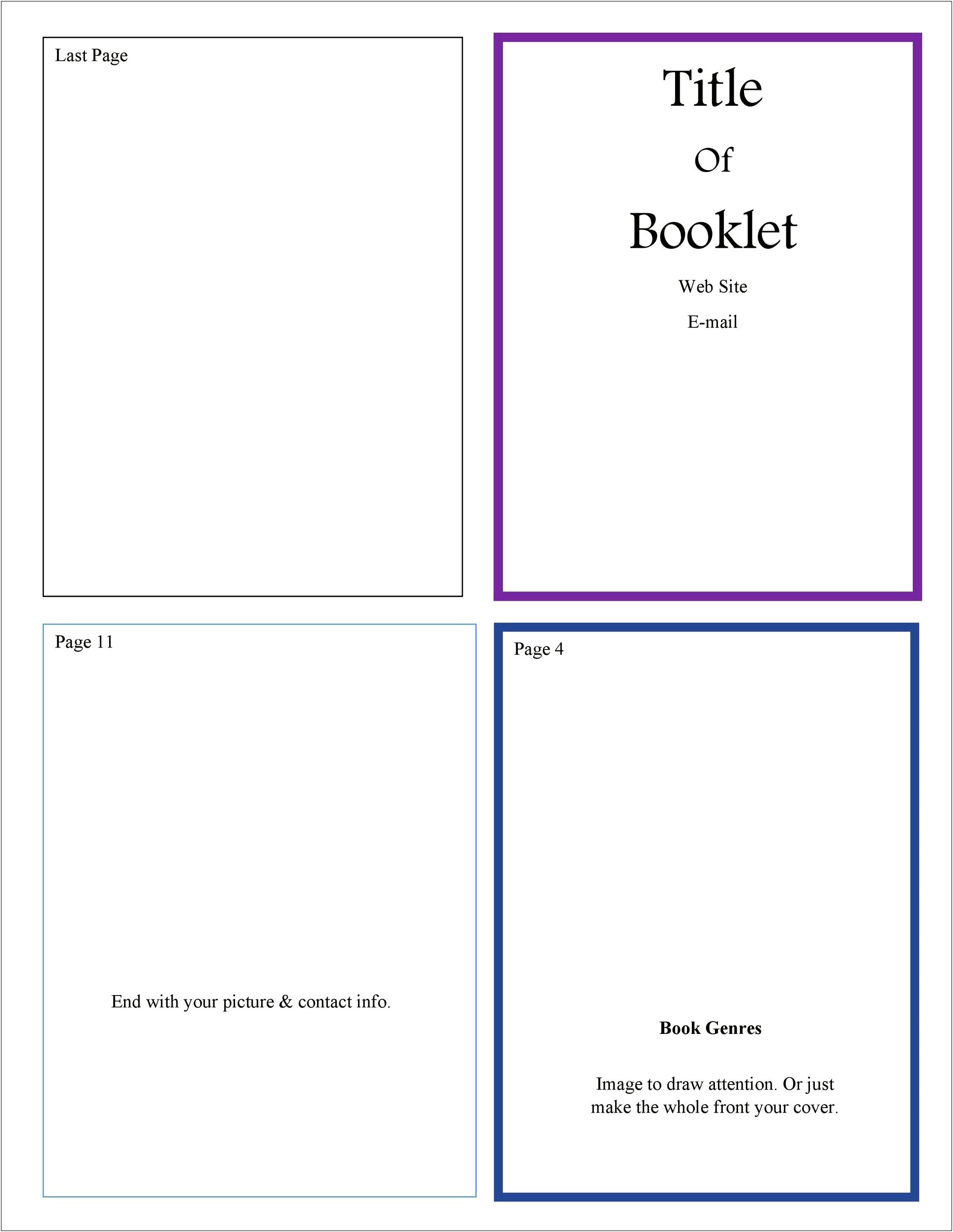 Template For 1 4 Page Booklet In Word