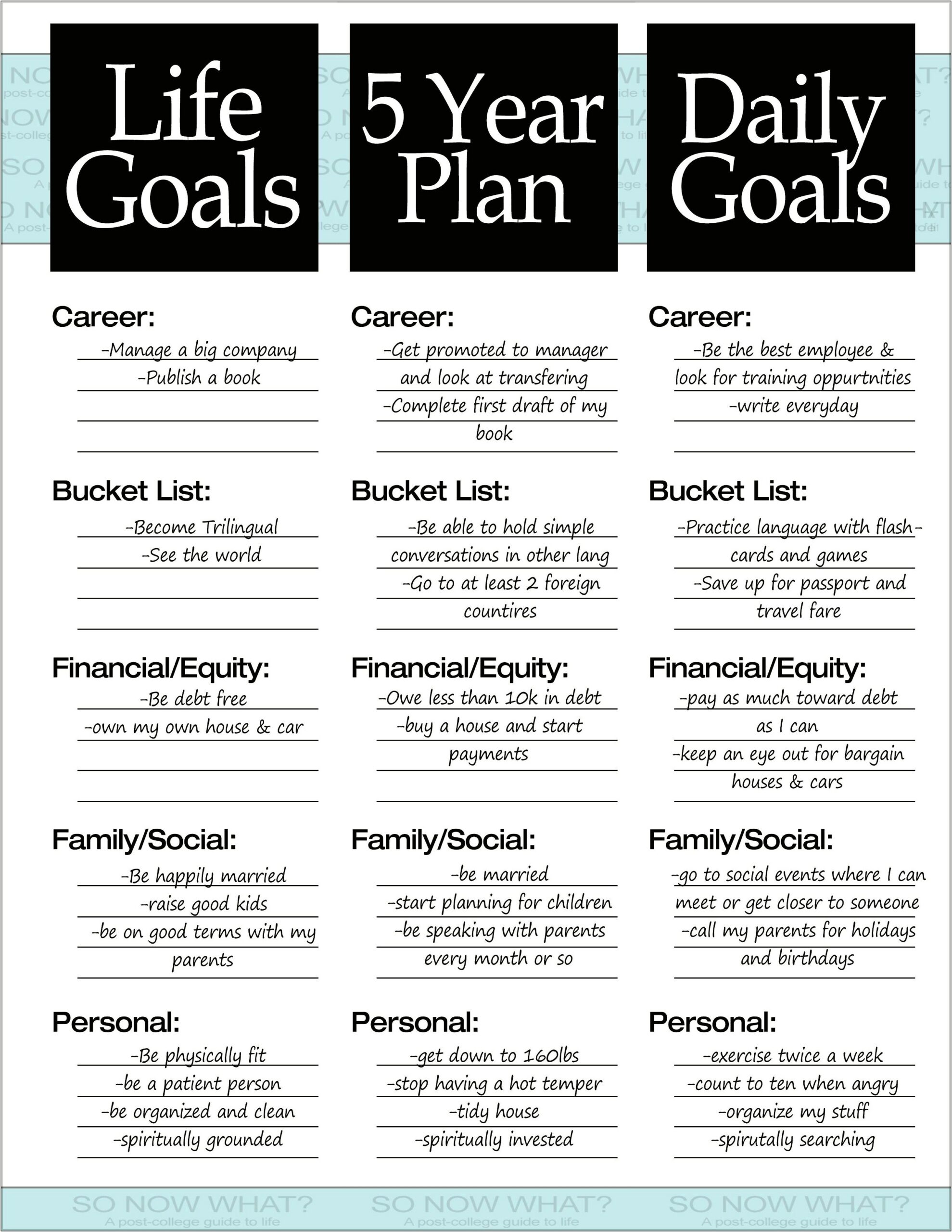 Template For 5 Year Career Plan