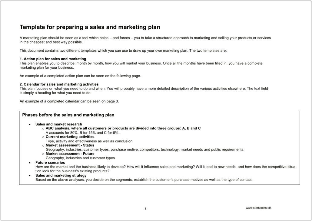 Template For A Marketing Plan Action Plan