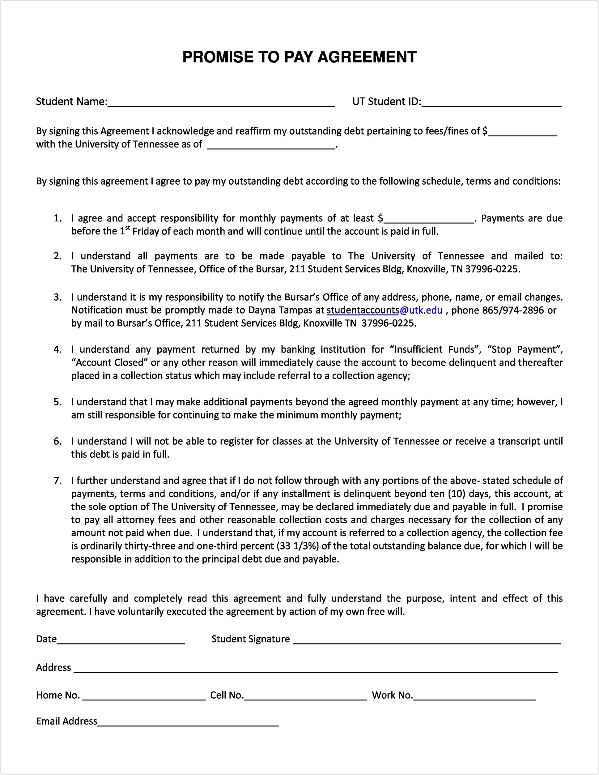 Template For A Payment Plan Agreement