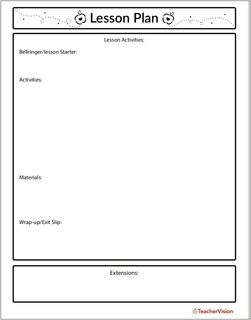 Template For A Unit Plan Science