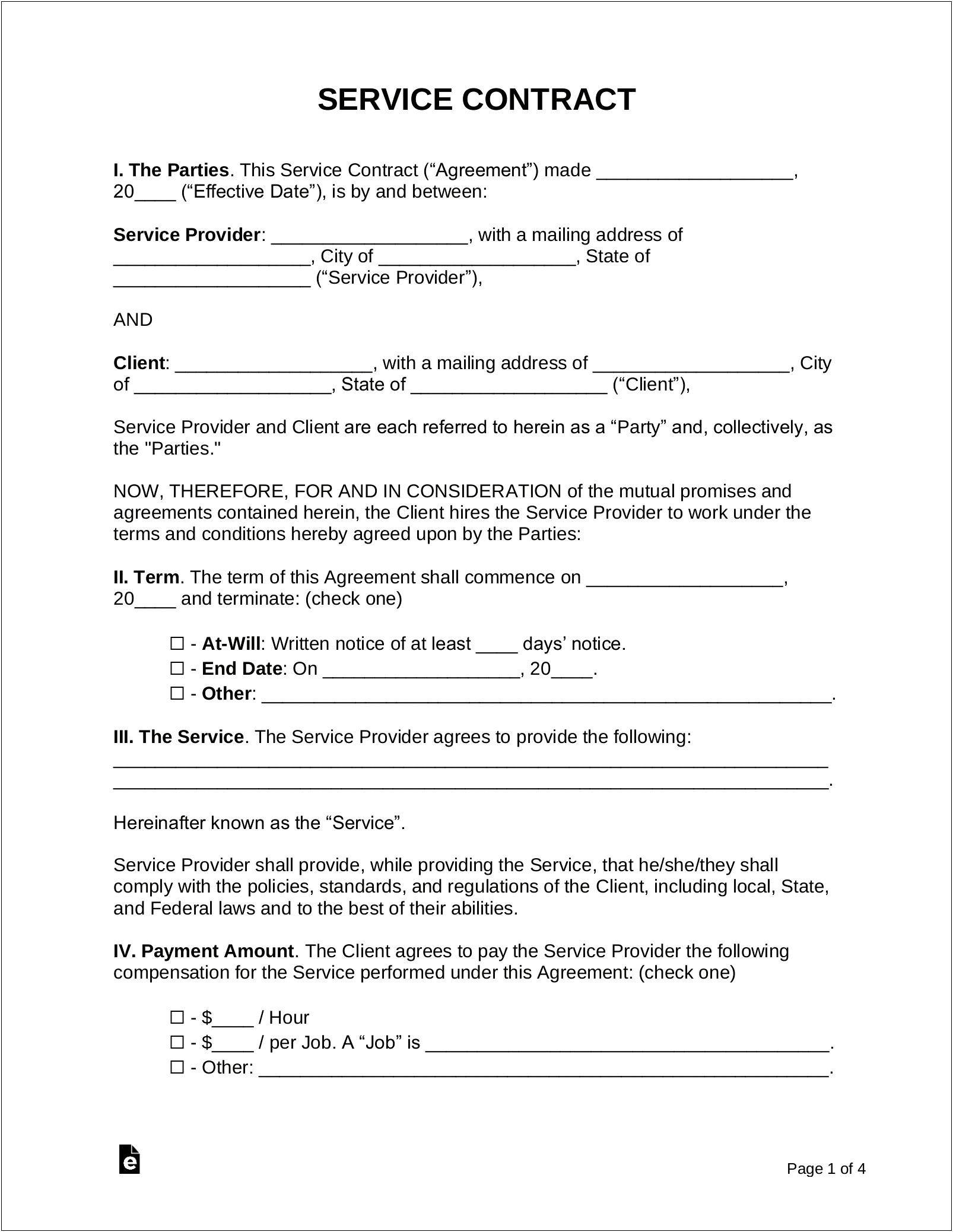 Template For An Agreement Between Two Parties Word