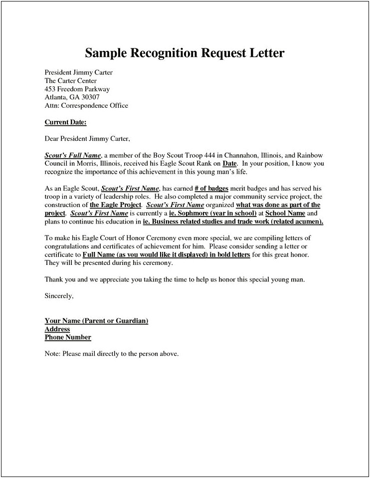 Template For Bsa Scoutmaster Merit Award Letter