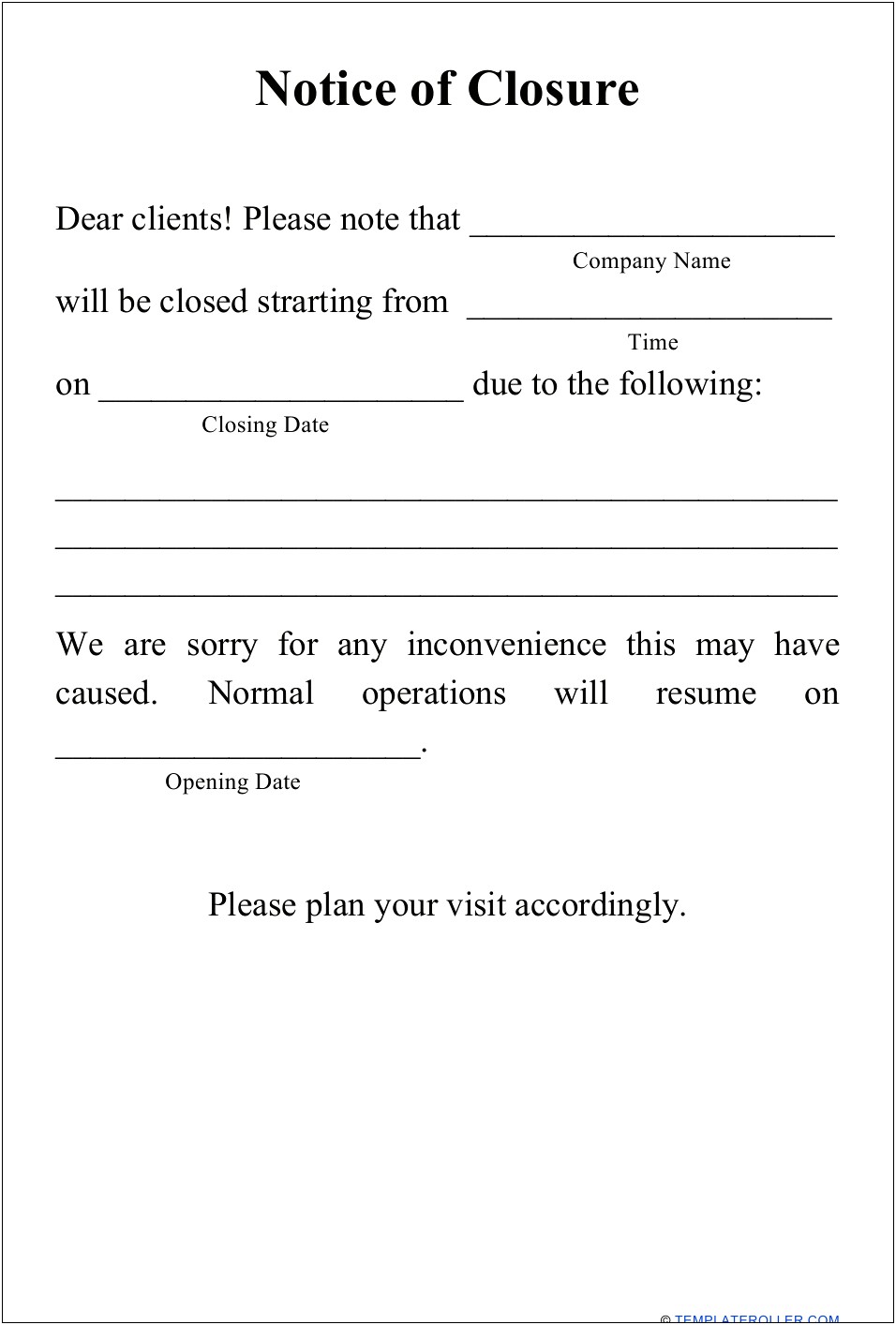 Template For Commercial Account Closure Letter