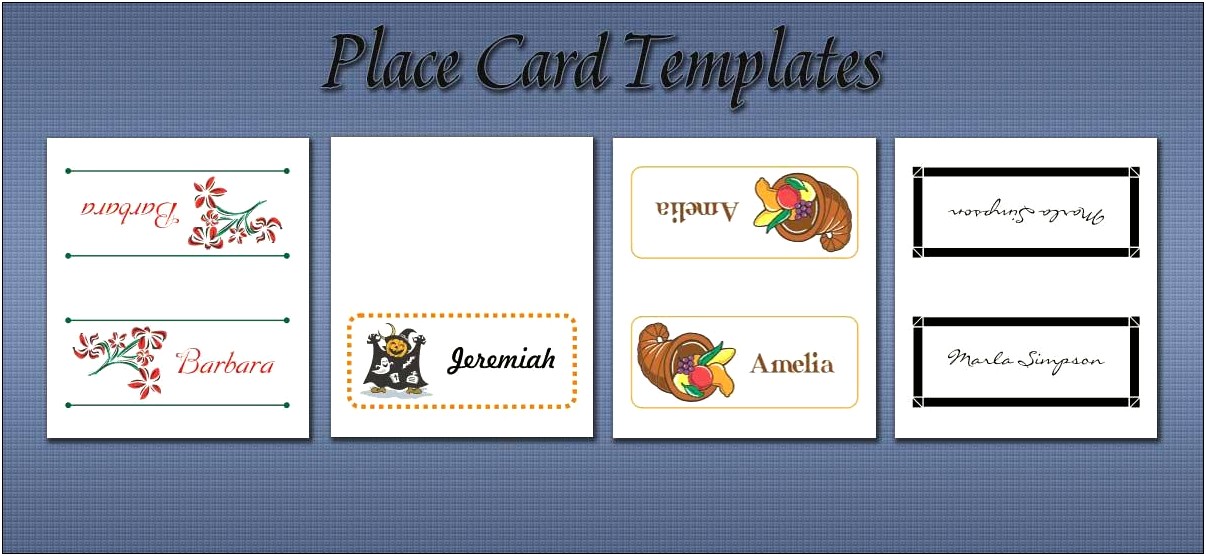 Template For Flat Place Card In Word