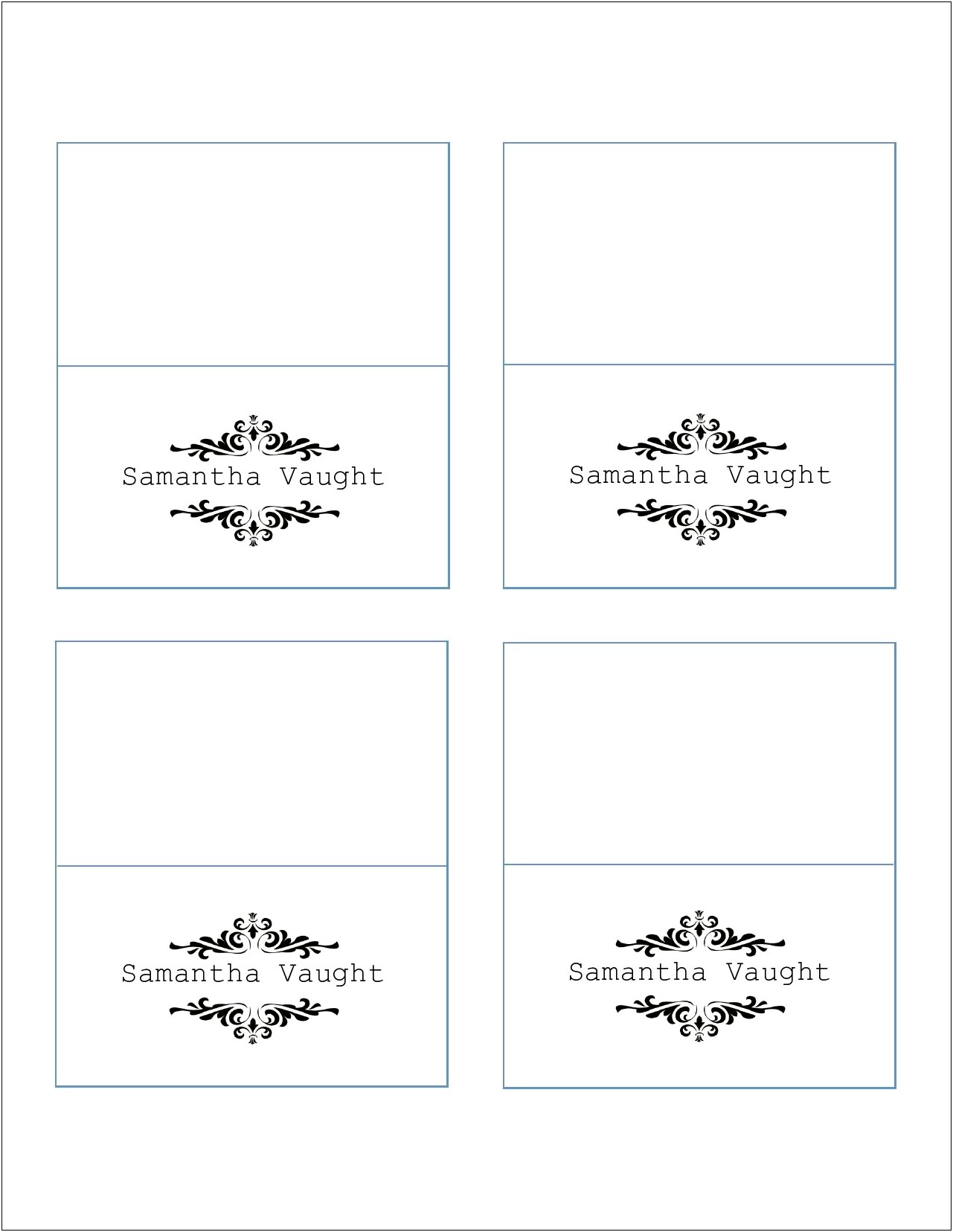 Template For Folding Card In Word