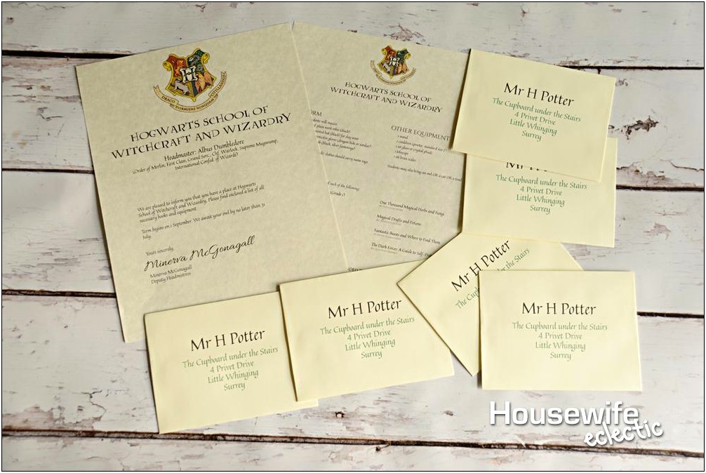 Template For Hogwarts Acceptance Letter Free