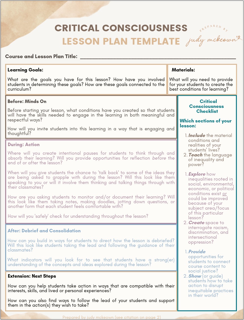 Template For Lesson Plans For Elem Art Teacher