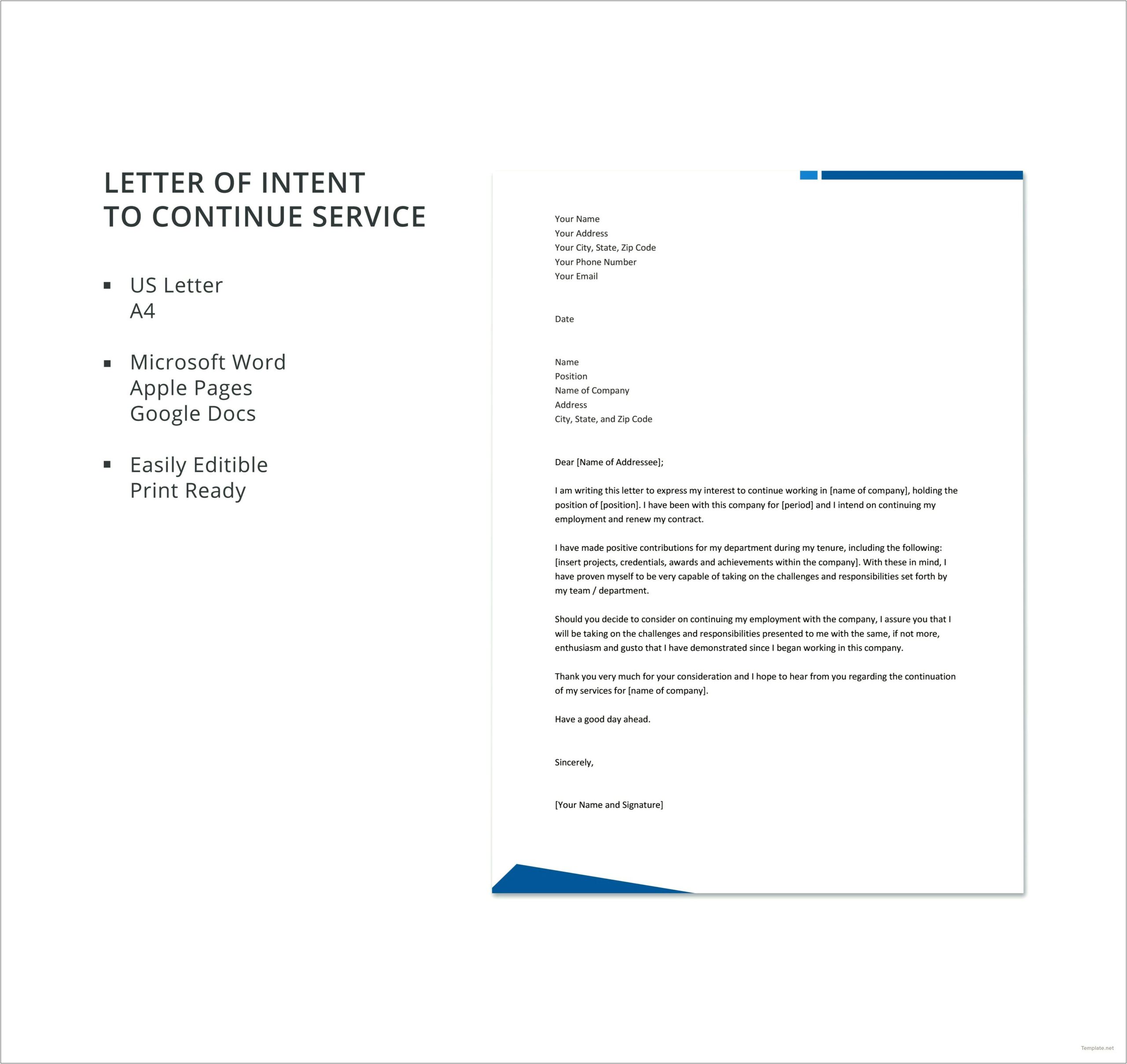 Template For Letter Intent For Financial Support