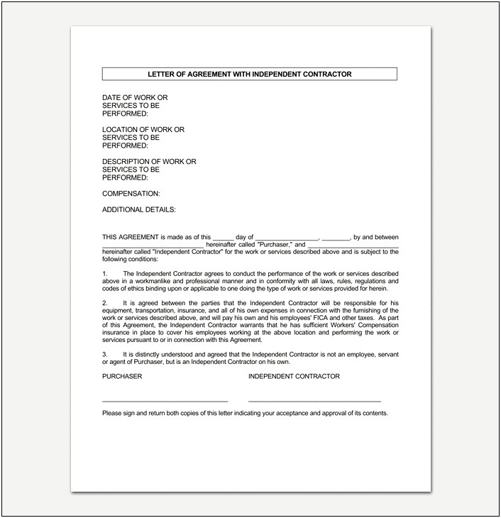 Template For Letter Of Commitment For Subcontractor