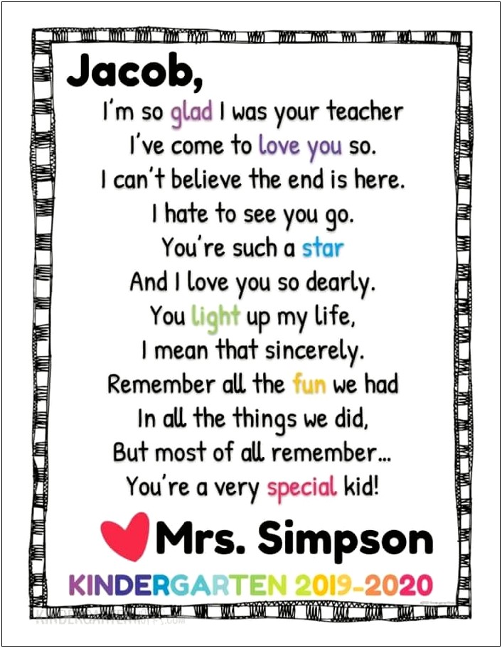 Template For Letter Of Encouragement For Kids