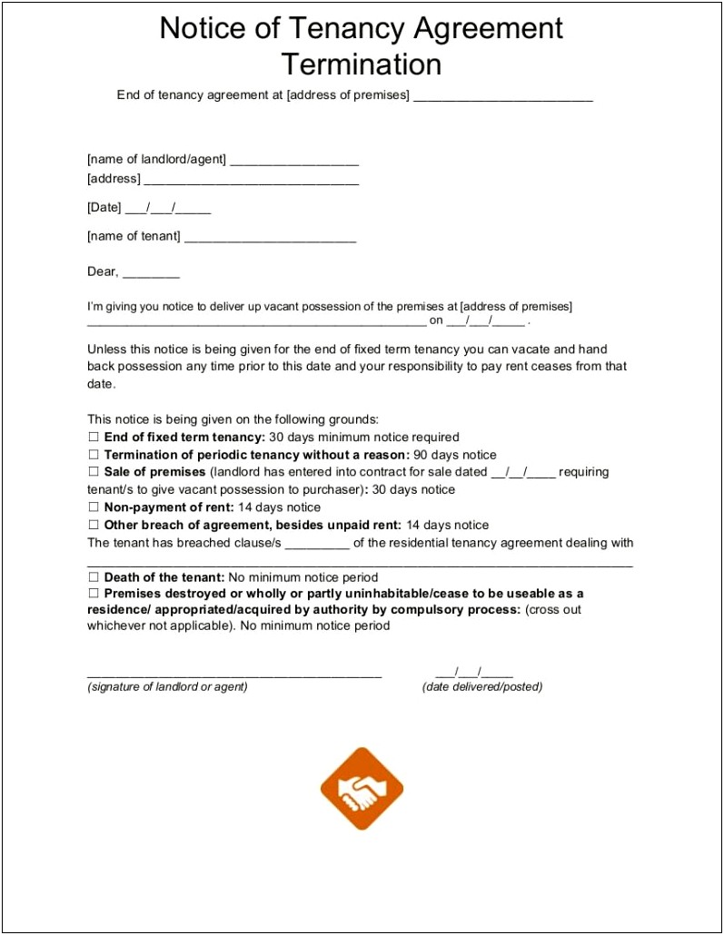 Template For Letter Of Leaving Rent