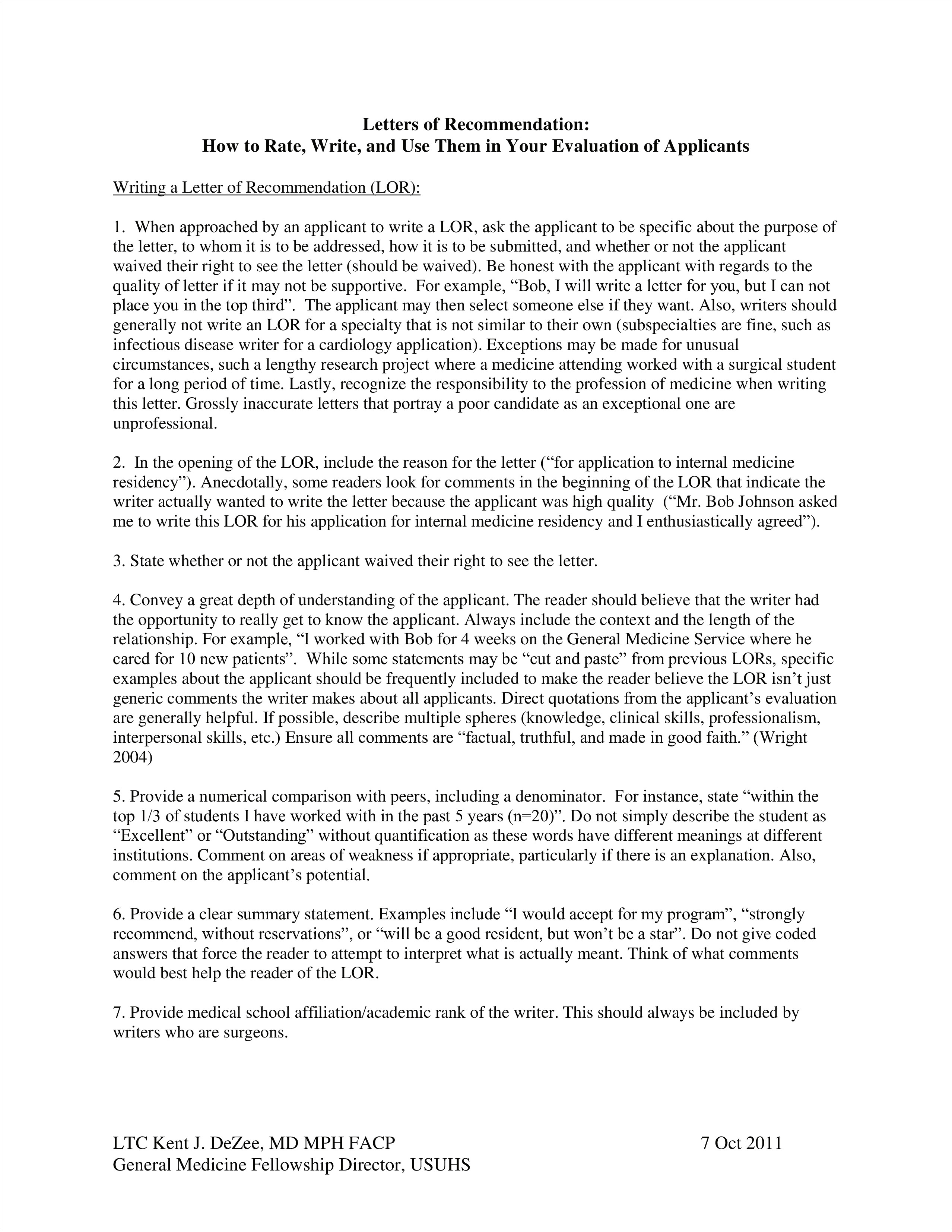 Template For Letter Of Recommendation For Medical School