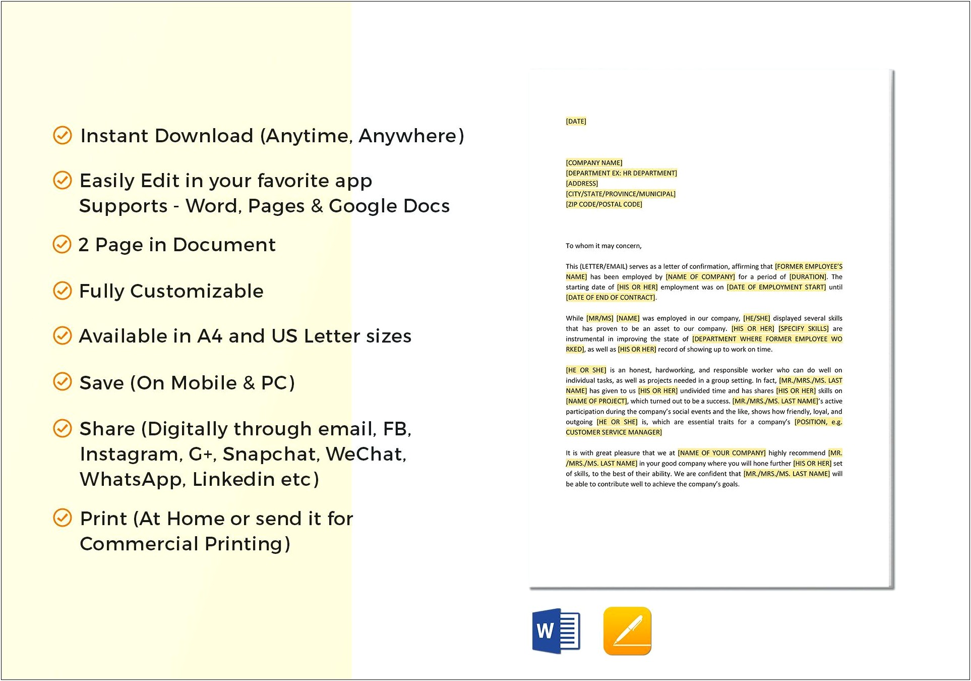 Template For Letter Of Recommendation From Supervisor