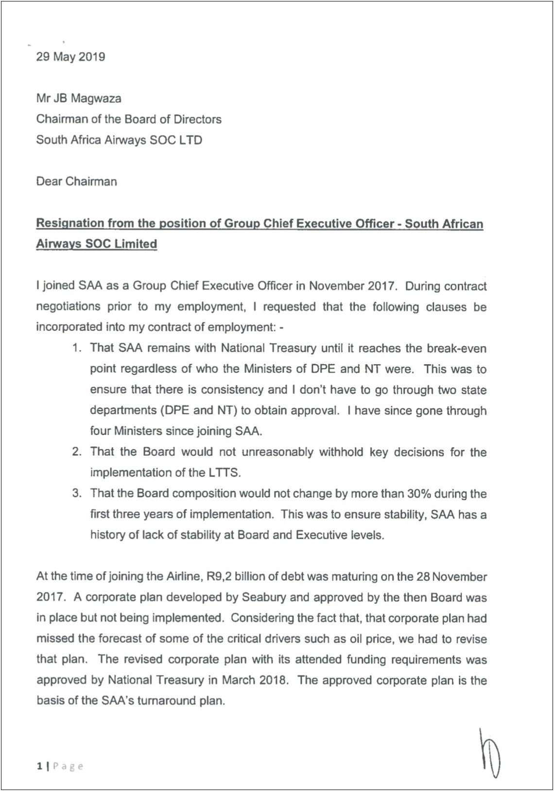 Template For Letter Of Resignation South Africa