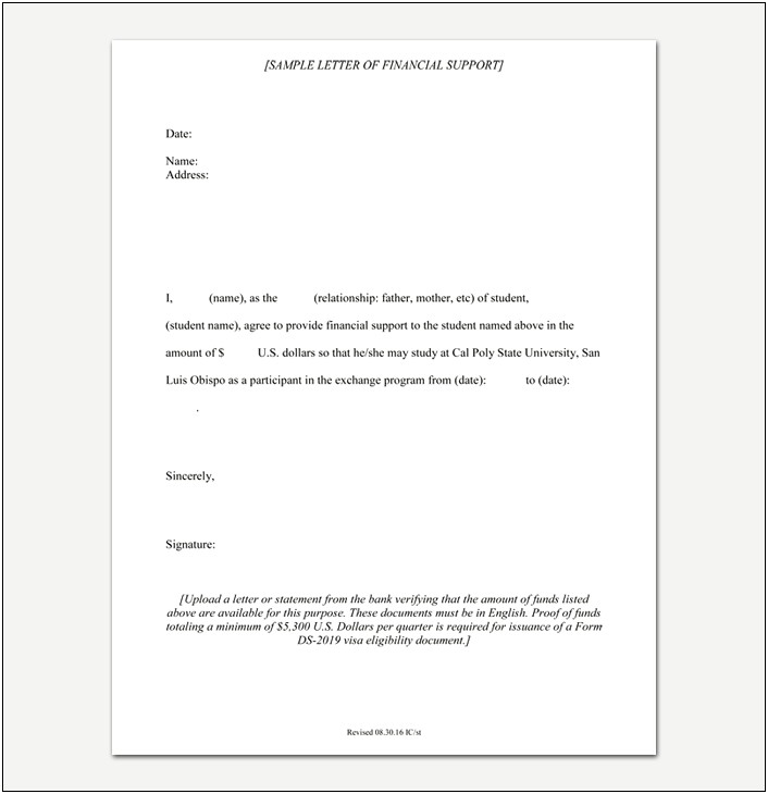 Template For Letter Of Support For Grant