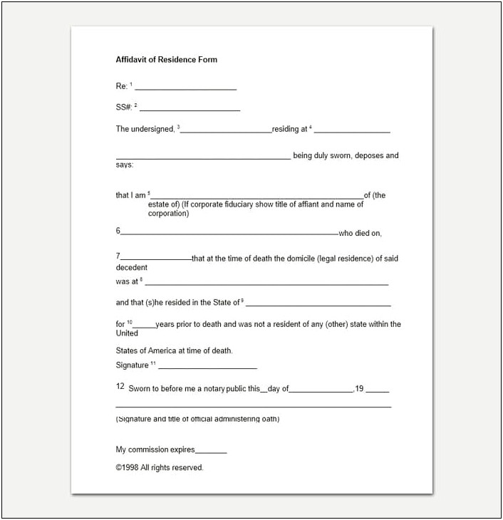 Template For Letter Proof Of Residency