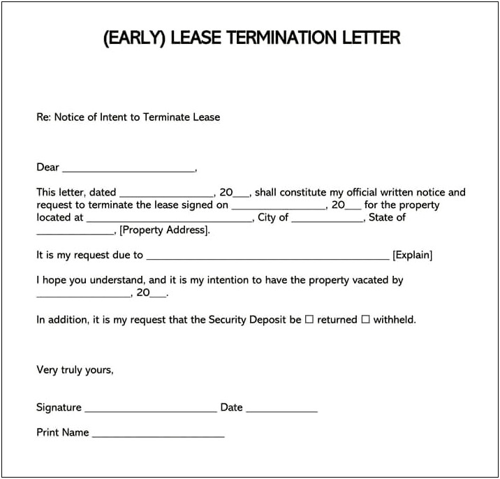 Template For Letter To Disconntinue Lease