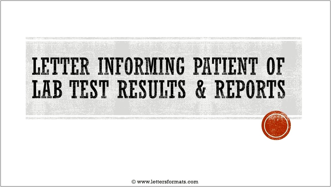 Template For Medical Letter For Patient Test Results