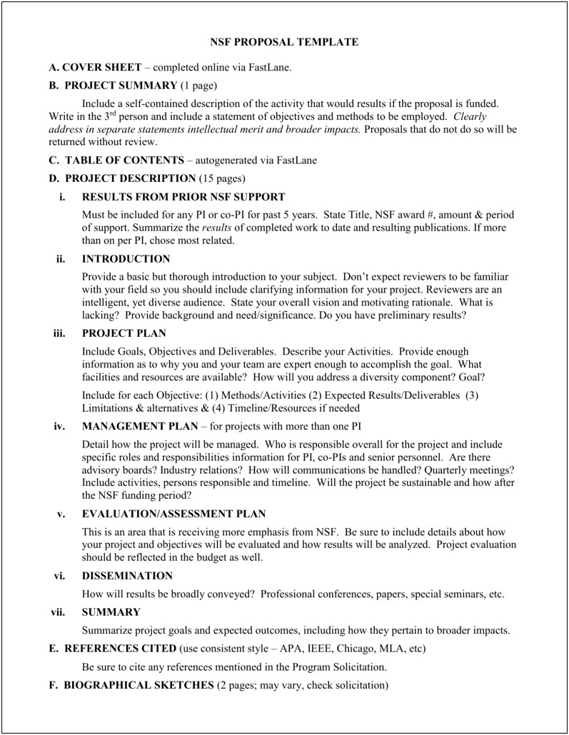 Template For Nsf Proposal Collaboration Letter Drk 12