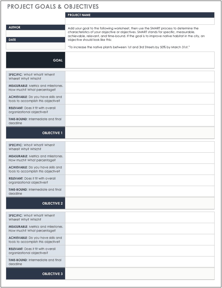 Template For Plan For Acheiving Goals